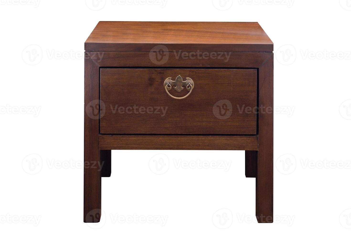 Wooden table with drawers isolated. photo