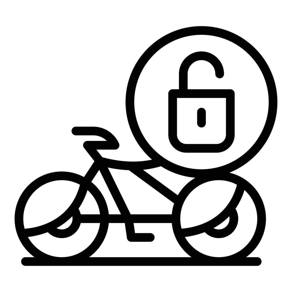 desbloquee el vector de esquema de icono de bicicleta compartida. aplicación pública