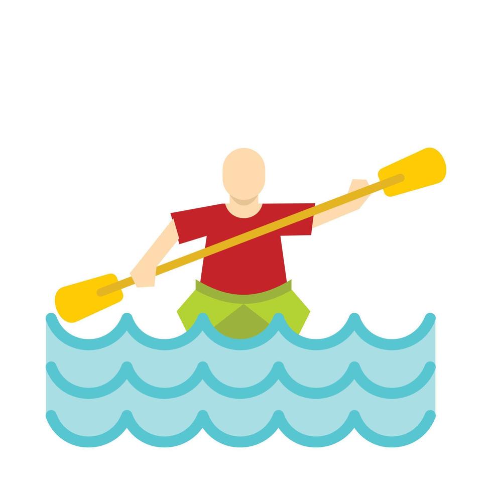 kayak, deporte acuático, icono, plano, estilo vector