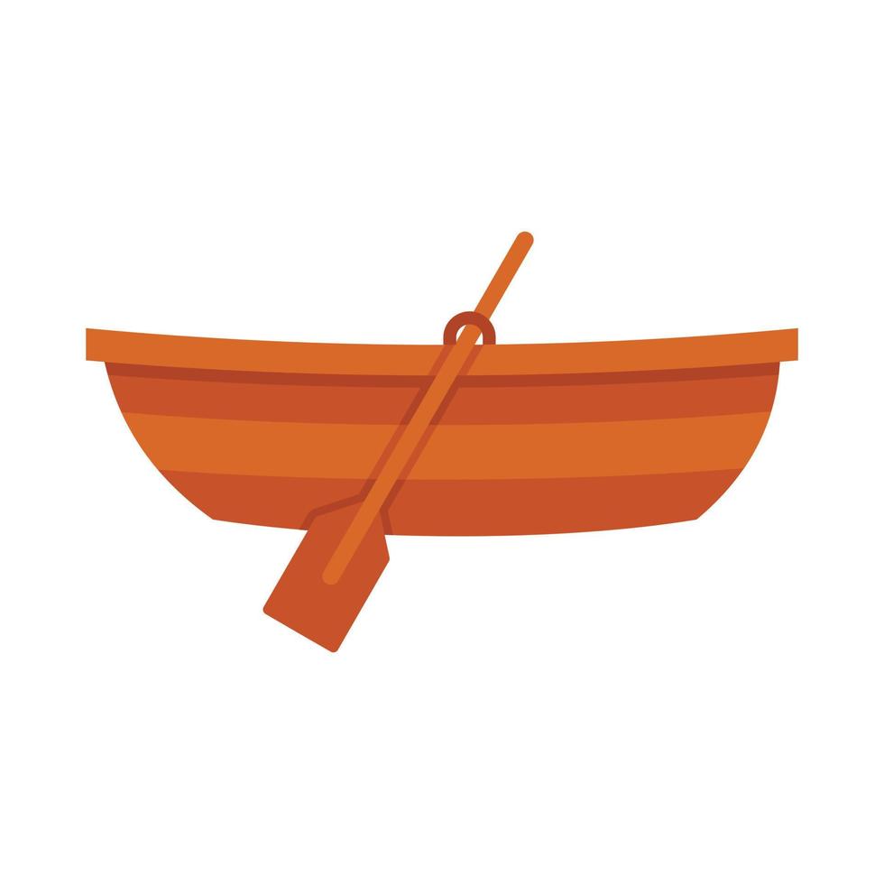 icono de barco de madera, estilo plano vector