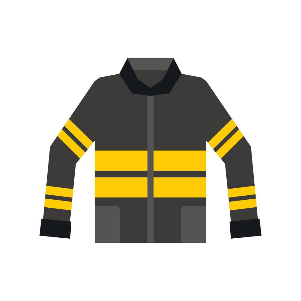 Black and yellow firefighter jacket icon vector