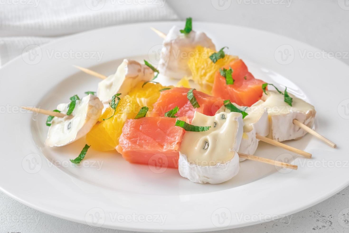 Skewers with cheese and trout photo