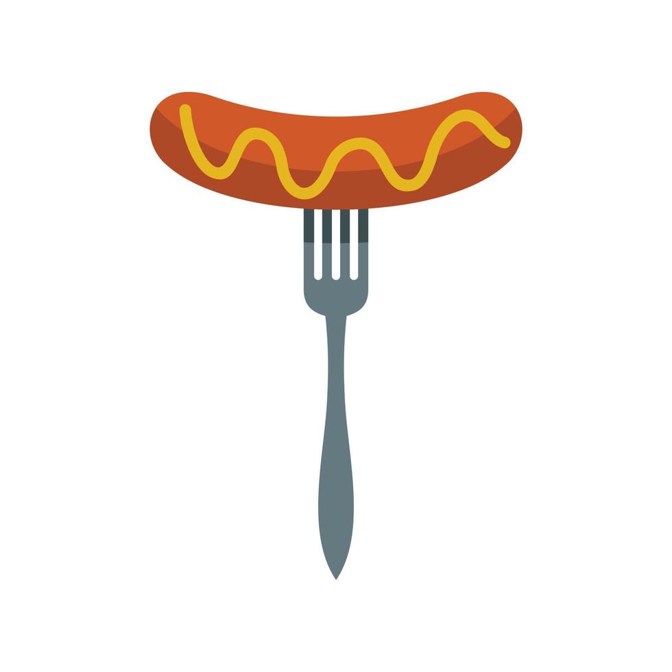 salchicha a la parrilla en un icono de horquilla, estilo plano vector