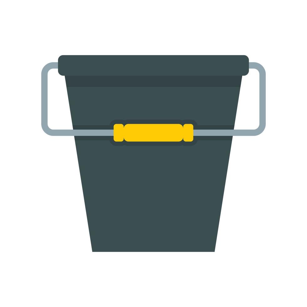 Black bucket icon, flat style vector