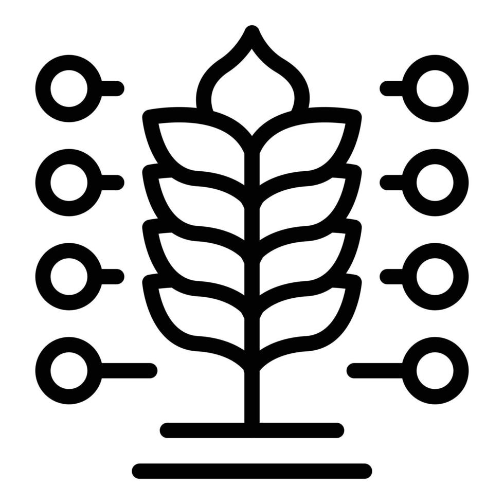 vector de contorno de icono de trigo ecológico. cuidado de la energía