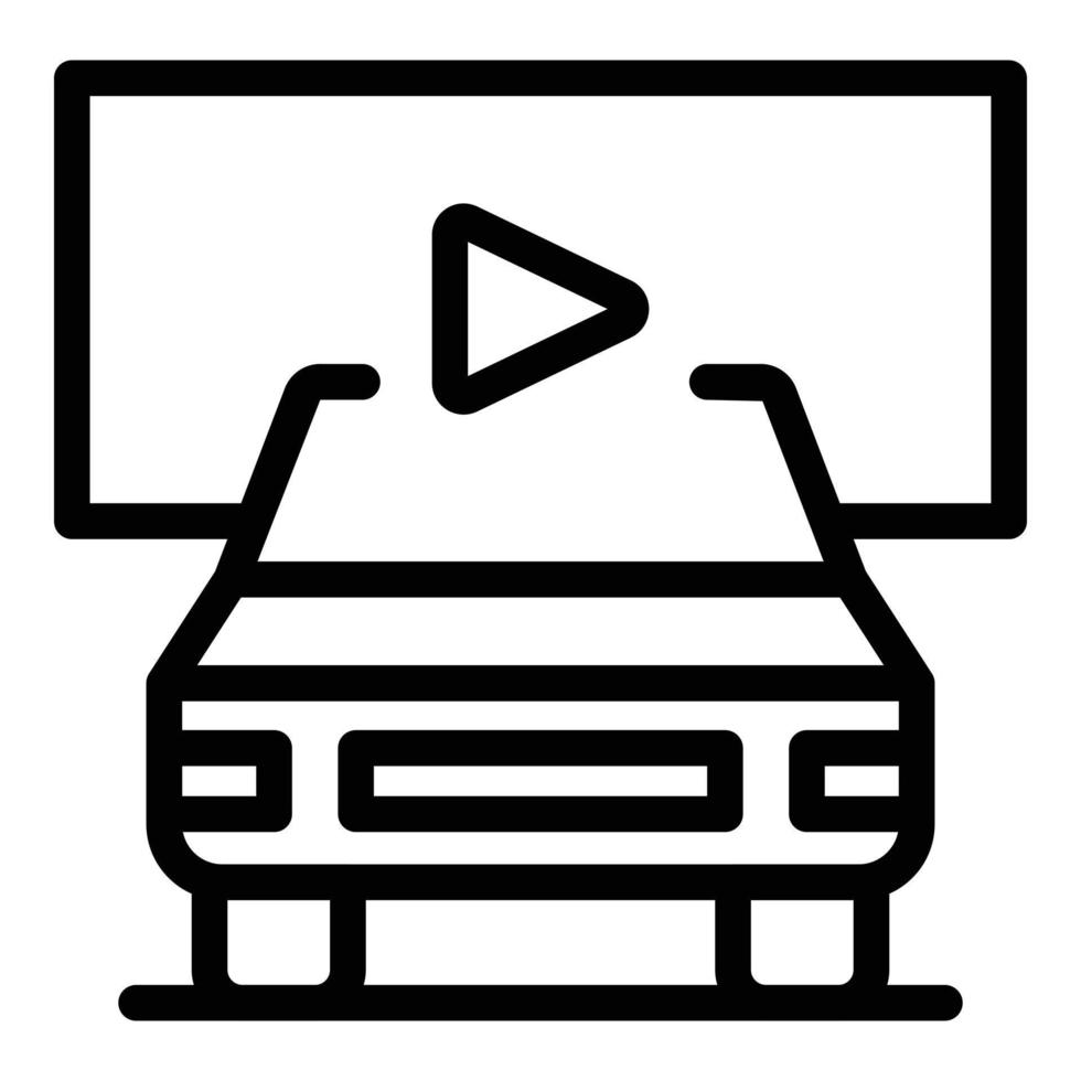 vector de contorno de icono de película de coche. exhibición de autos