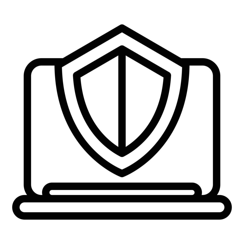 Laptop security icon outline vector. School police vector