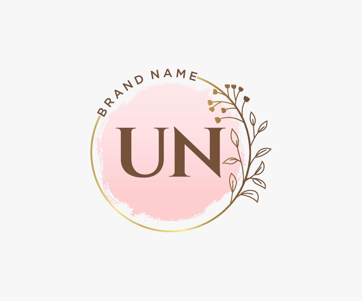 Initial UN feminine logo. Usable for Nature, Salon, Spa, Cosmetic and Beauty Logos. Flat Vector Logo Design Template Element.