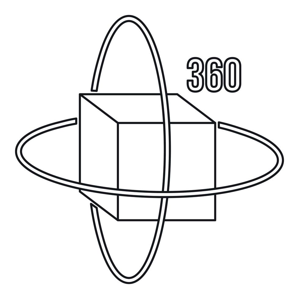 Virtual cube icon, outline style vector