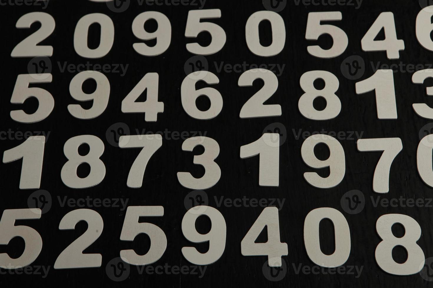 Colorful wooden numbers background. Numbers texture abstraction. Global economy crisis concept. Finance data pattern. photo