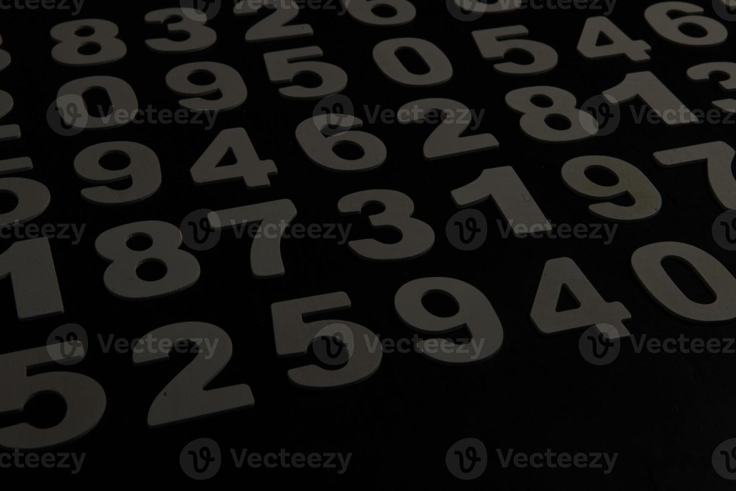 Colorful wooden numbers background. Numbers texture abstraction. Global economy crisis concept. Finance data pattern. photo