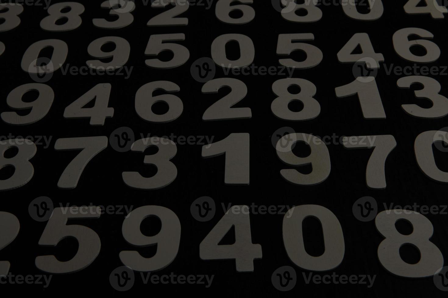 Colorful wooden numbers background. Numbers texture abstraction. Global economy crisis concept. Finance data pattern. photo