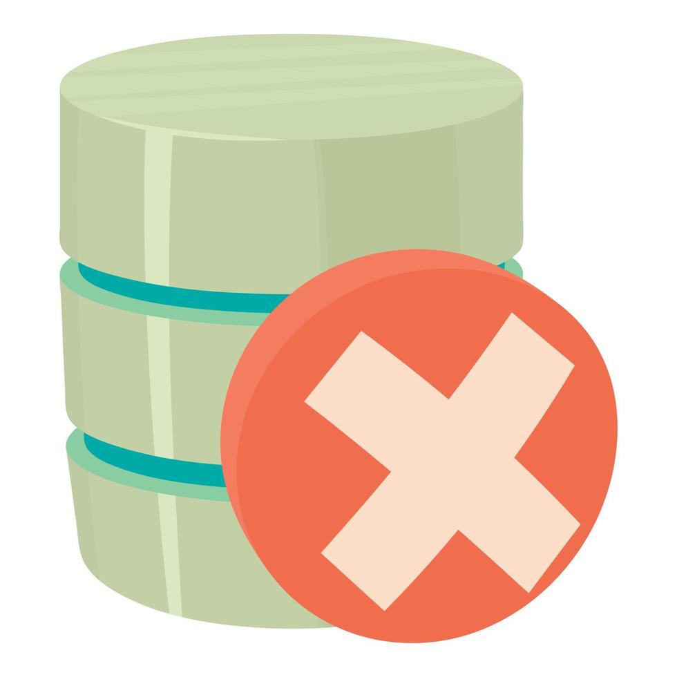 Closed database icon, cartoon style vector