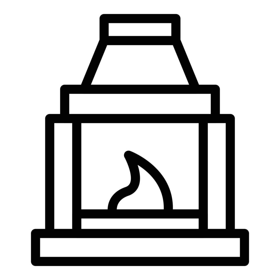 Wood fireplace icon outline vector. Furnace burning vector