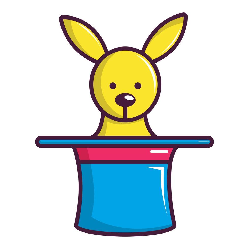 Rabbit appearing from a top magic hat icon vector