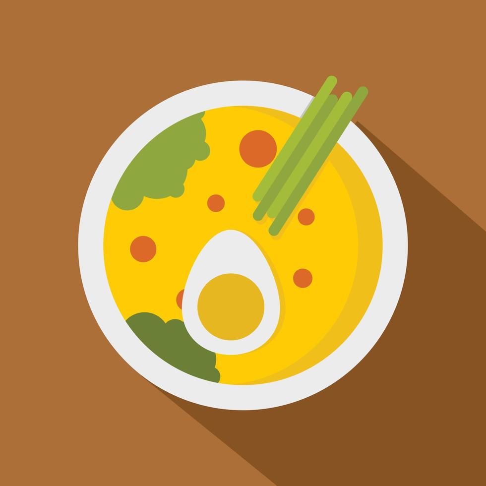 icono de sopa de miso, estilo plano vector