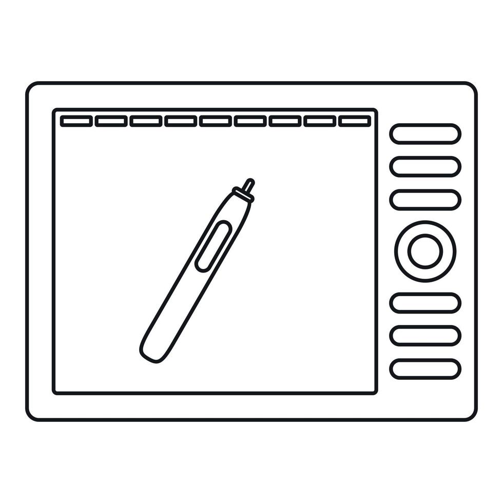 icono de tableta gráfica, estilo de contorno vector