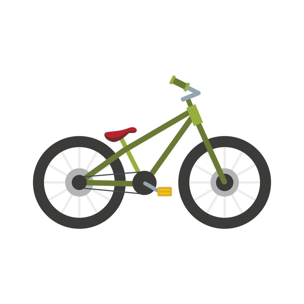 Green bike icon, flat style vector