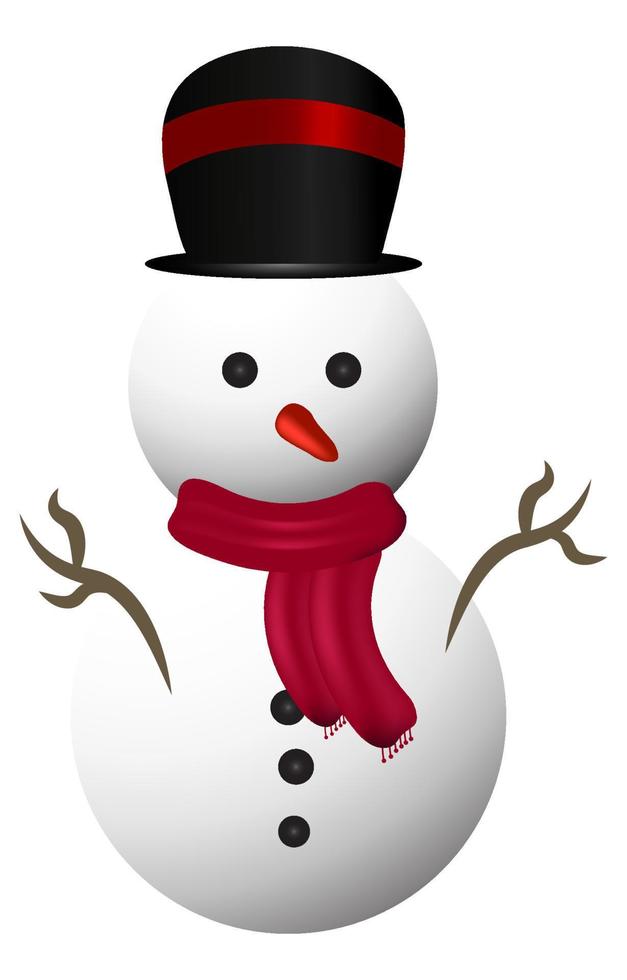 Snowman paper art and digital craft style on white background. Design for Christmas greeting card, banner, poster in paper cut. Vector illustration.