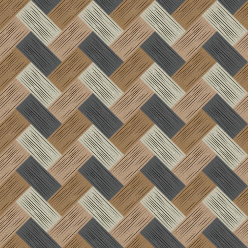Seamless geometric tile pattern. Brown floor with wooden texture. Scribble texture. Textile rapport. Embroidery. abstract vector illustration for floor, background, wall, texture or print.