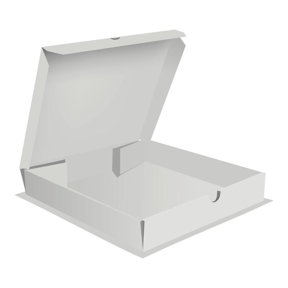 icono de caja de pizza, estilo realista vector