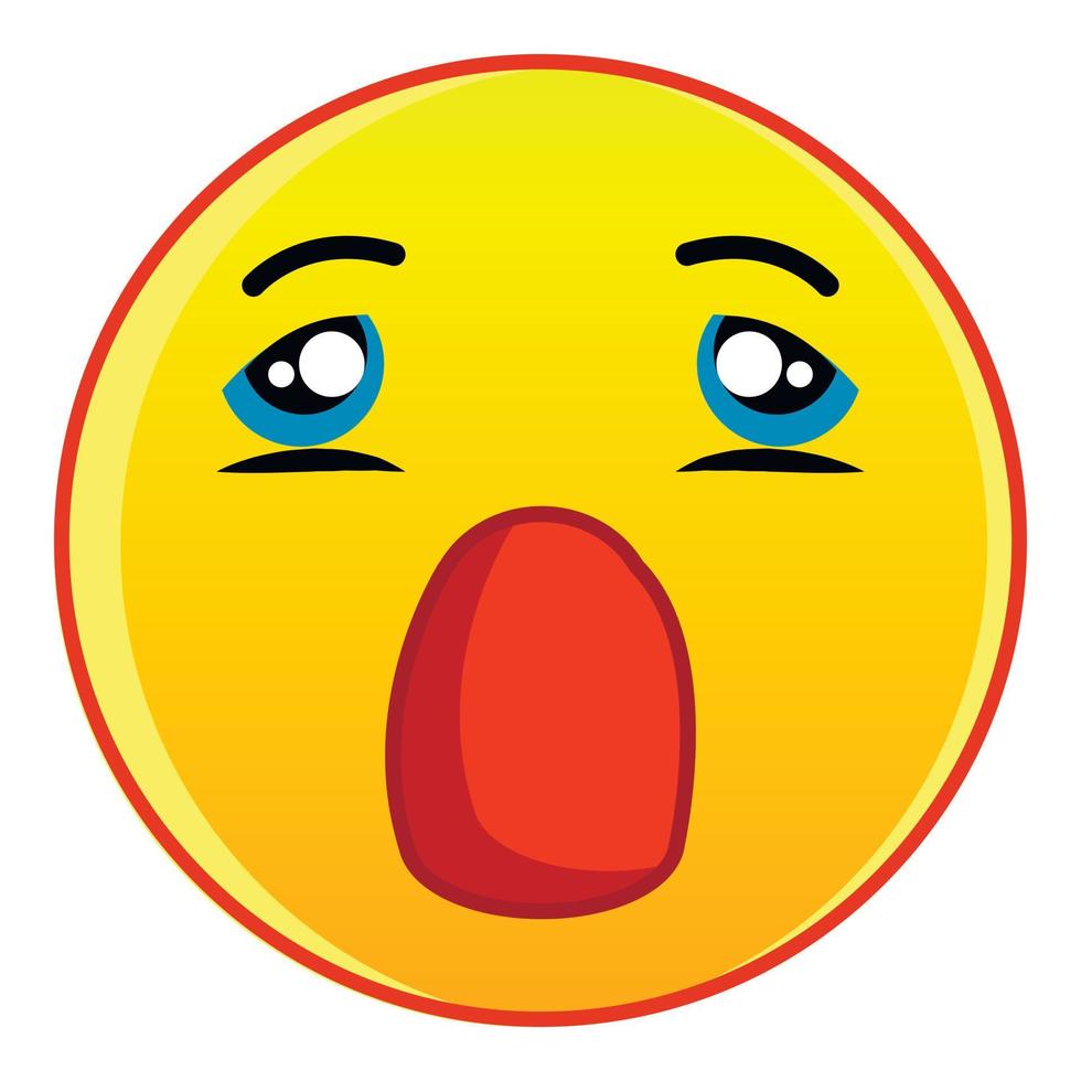 Yellow emoticon with open mouth icon cartoon style vector