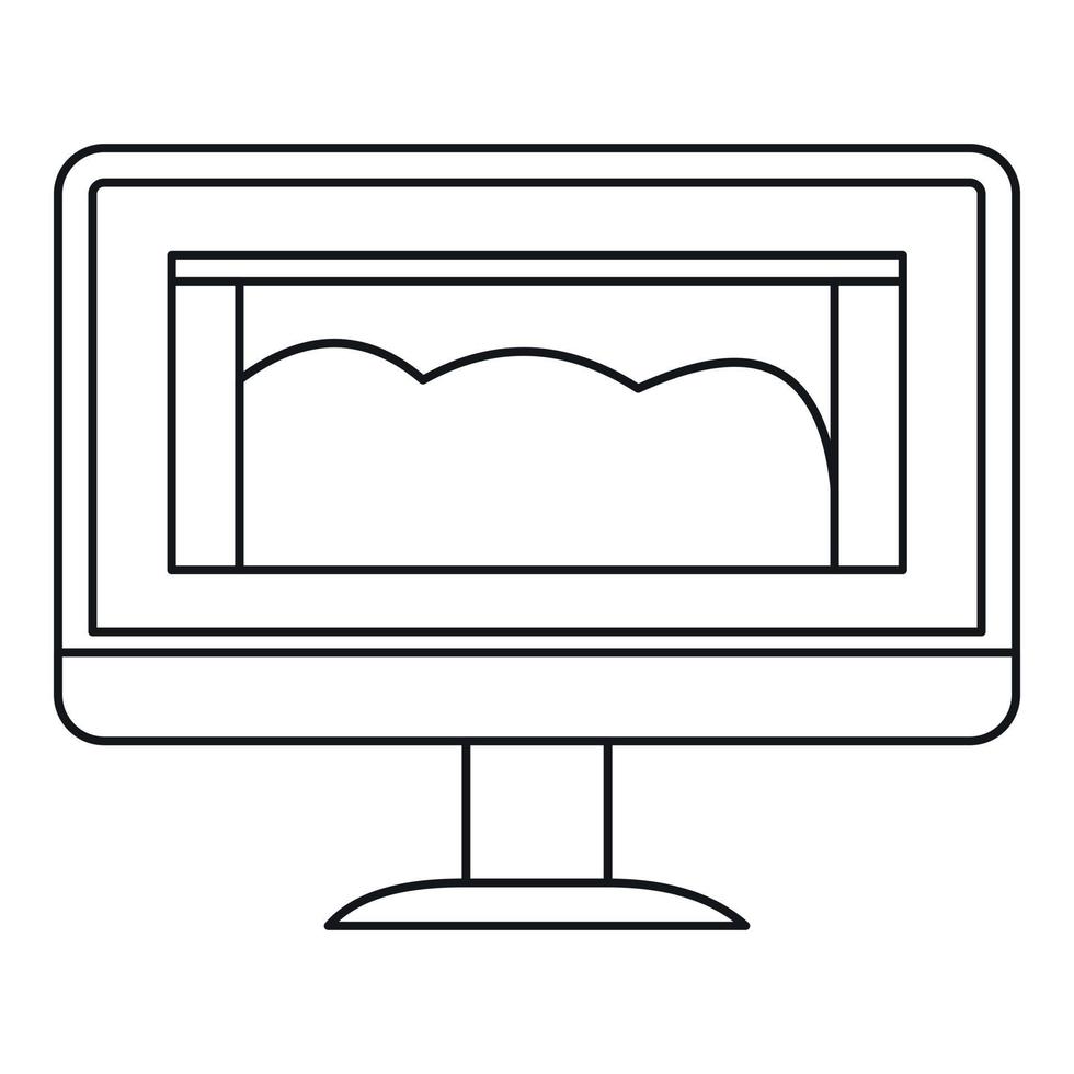 Drawing monitor icon, outline style vector