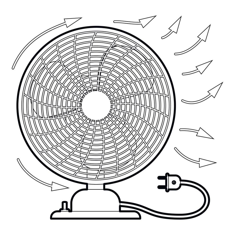 Fan icon, outline style vector