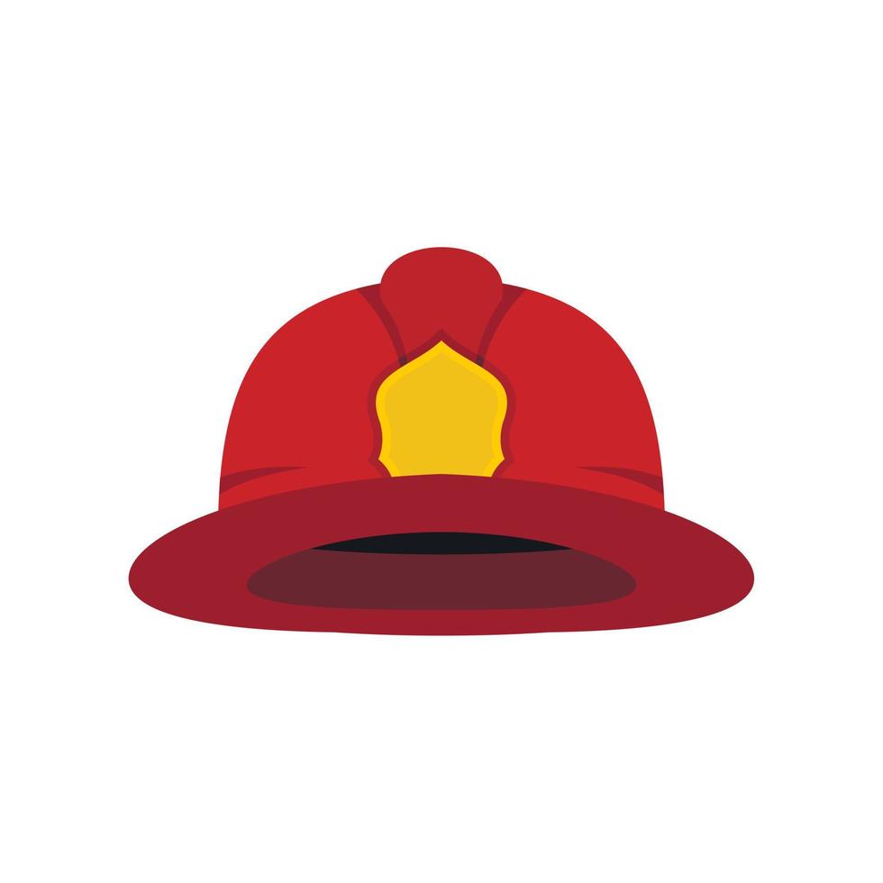 Red fireman helmet icon, flat style vector