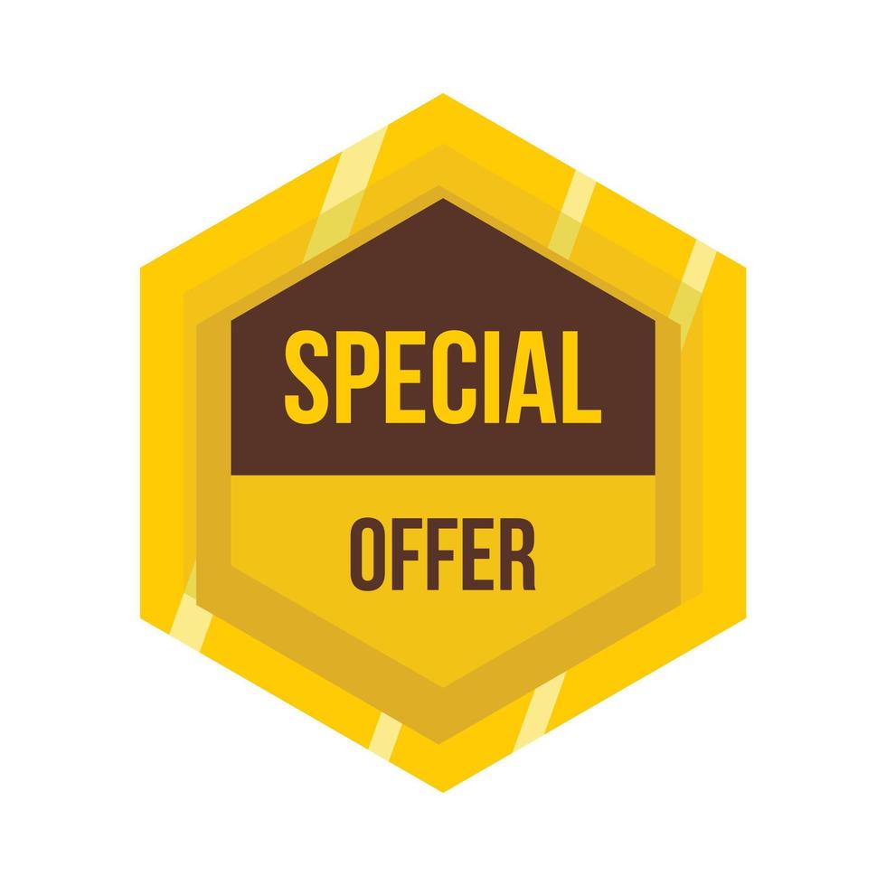 Golden special offer label icon, flat style vector