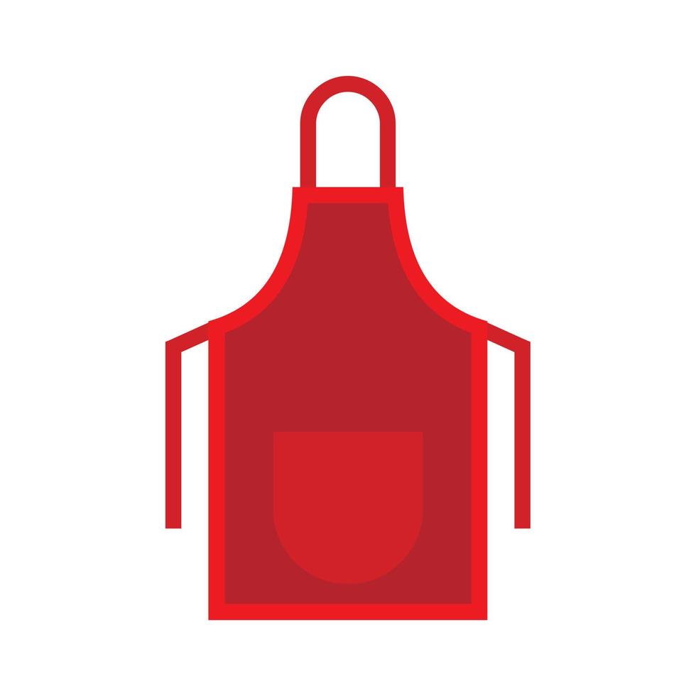 Red apron icon, flat style vector