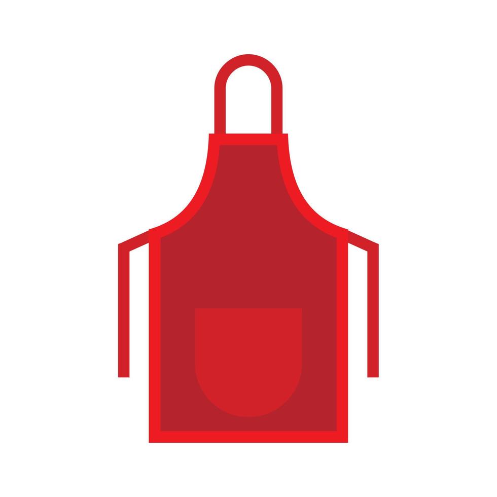 icono de delantal rojo, estilo plano vector