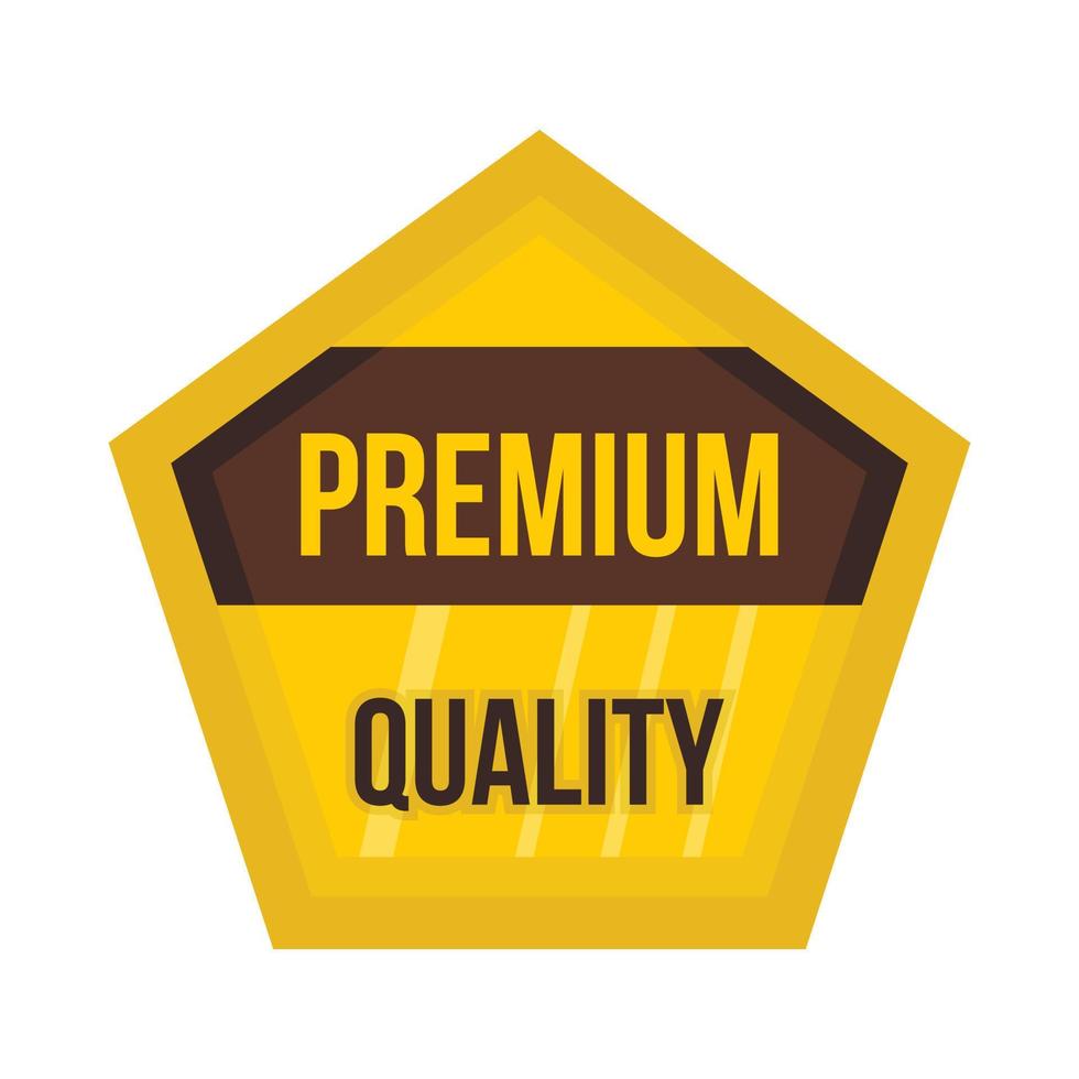 icono de etiqueta de calidad premium dorada, estilo plano vector