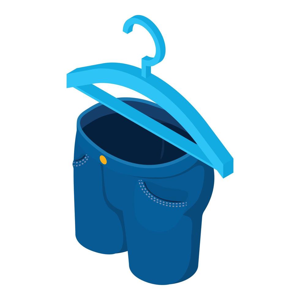 Denim clothing icon isometric vector. Pair of new blue jeans and trempel icon vector