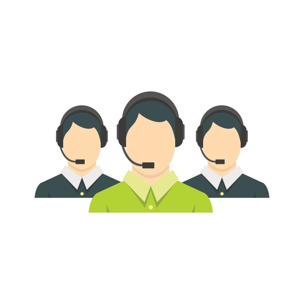 icono de tres operadores telefónicos de soporte, estilo plano vector