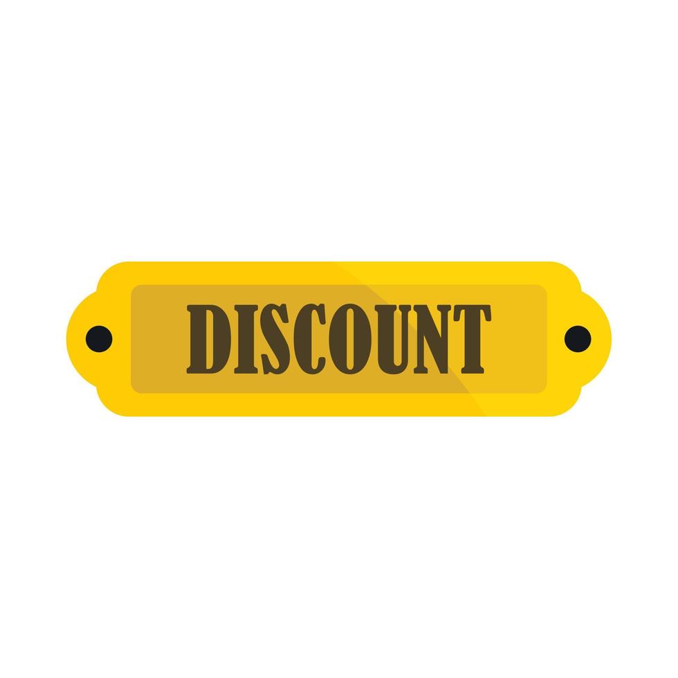 Golden discount label icon, flat style vector