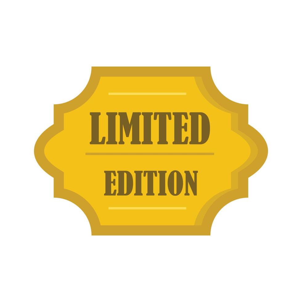 Golden limited edition label icon, flat style vector