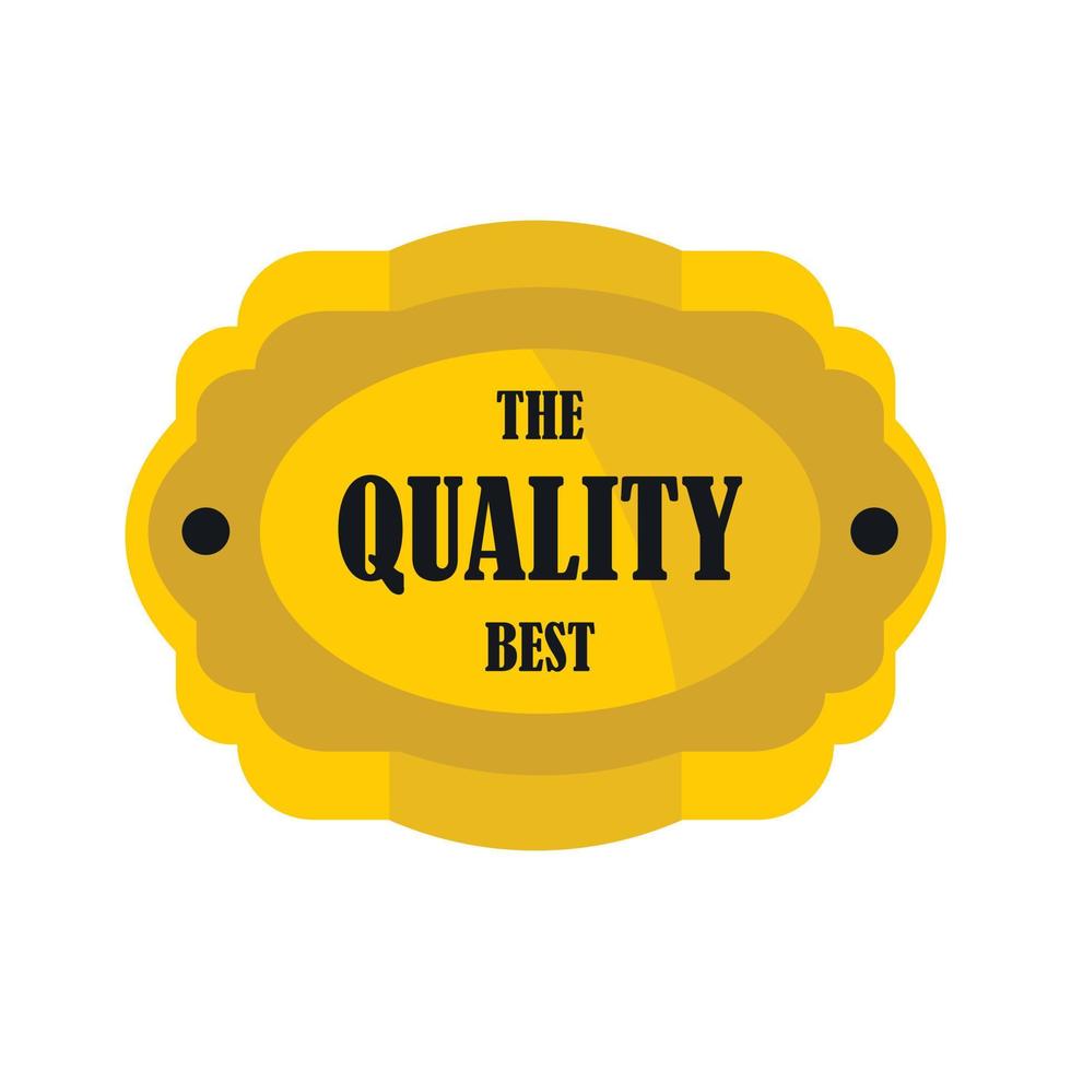 Golden quality label icon, flat style vector