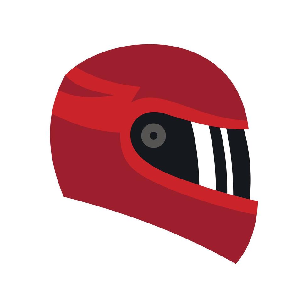 icono de casco de carreras rojo, tipo plano vector
