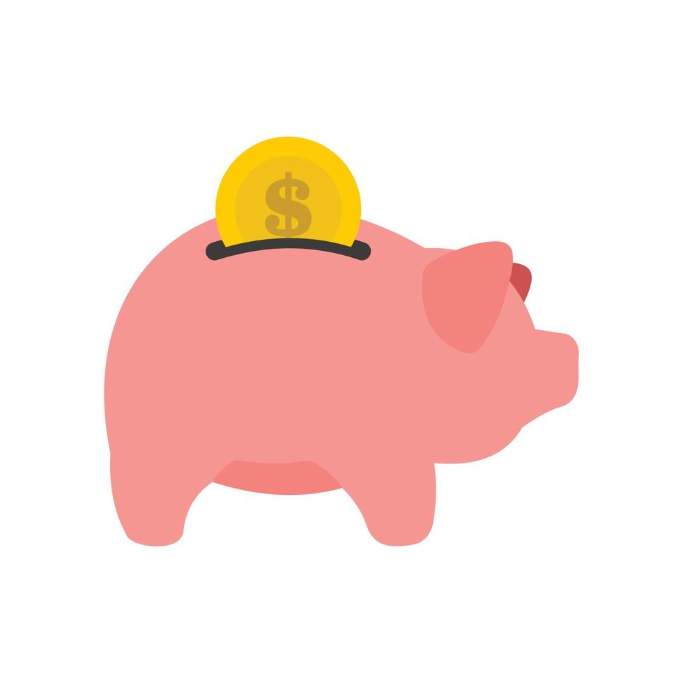 Pig money box icon, flat style vector