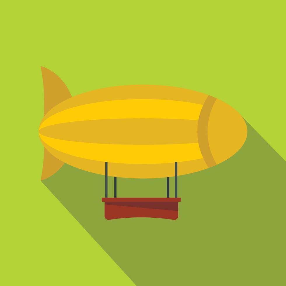 Yellow airship icon, flat style vector