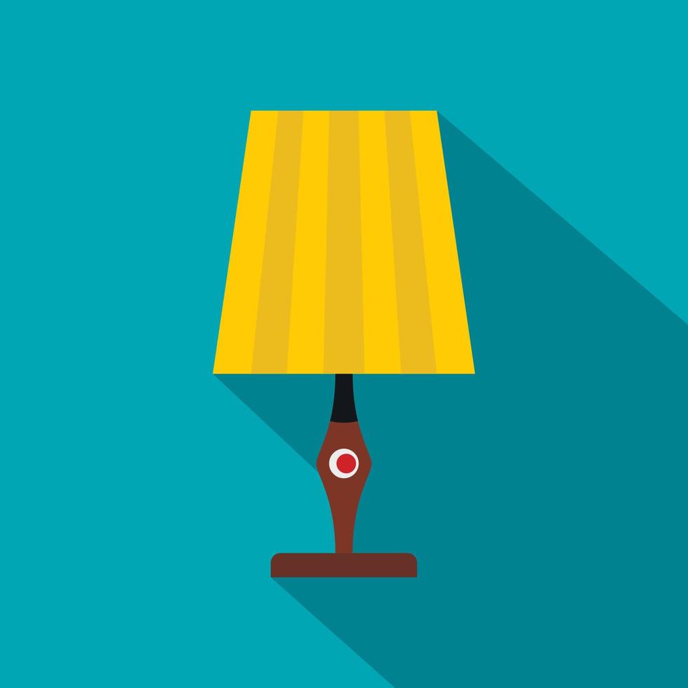 Yellow table lamp icon, flat style vector