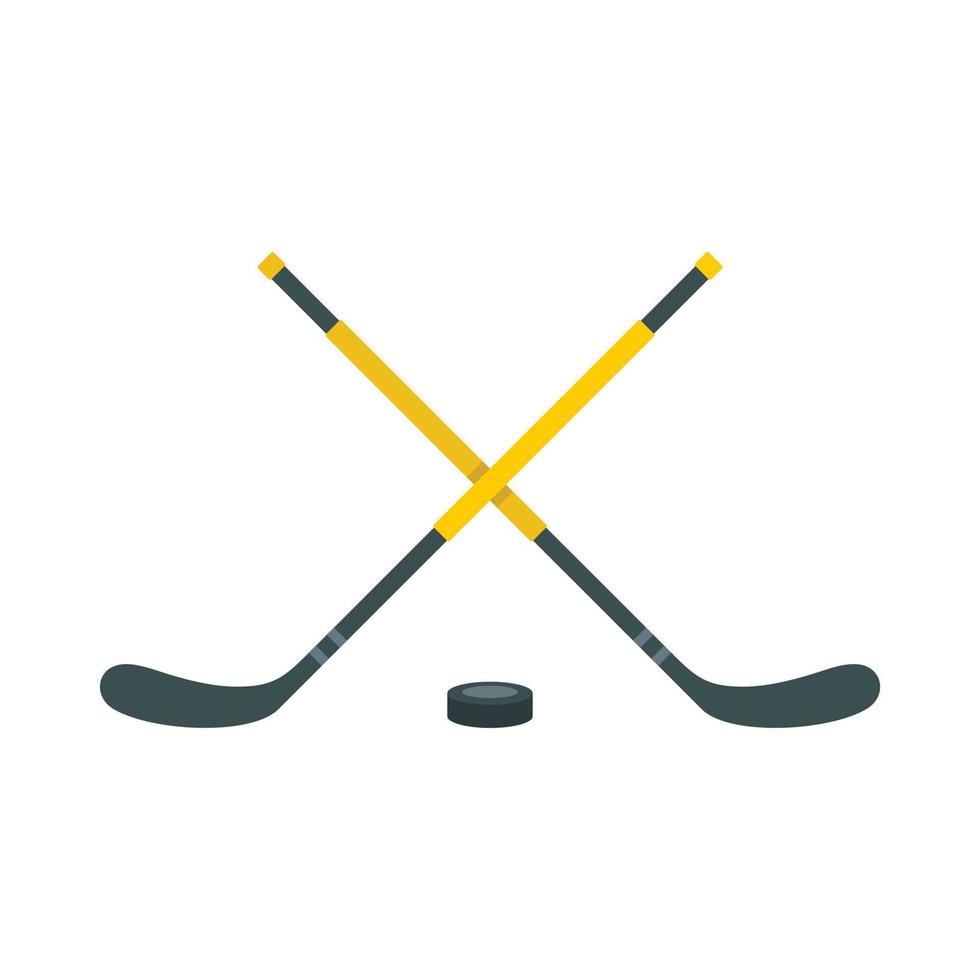 Sticks and puck icon, flat style vector