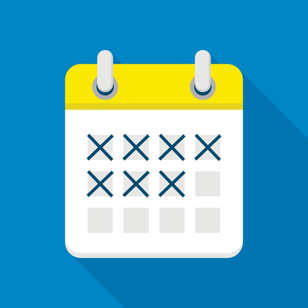 Marked calendar icon, flat style vector