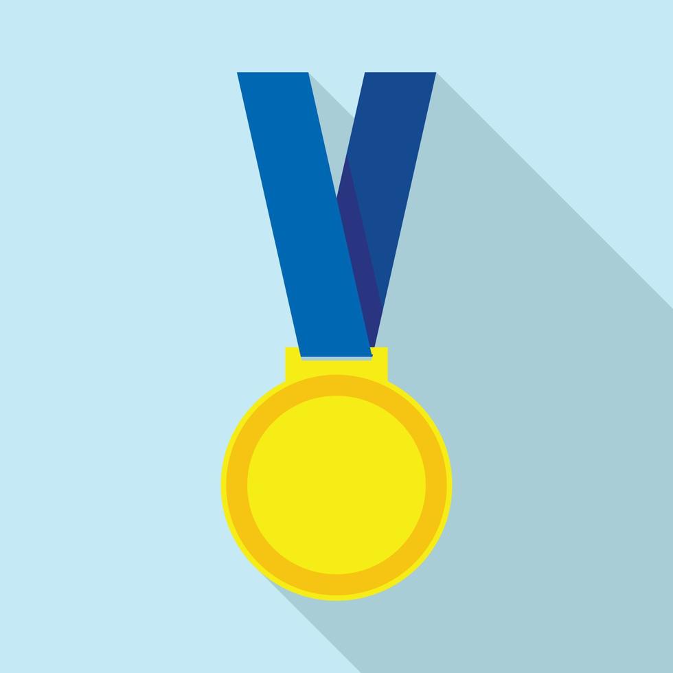 Champion medal icon, flat style vector