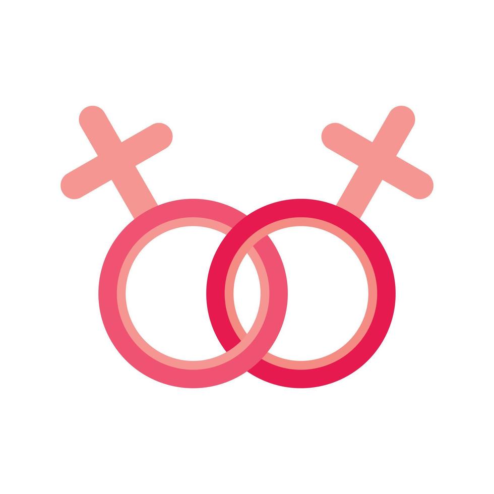 Lesbian love sign icon, flat style vector