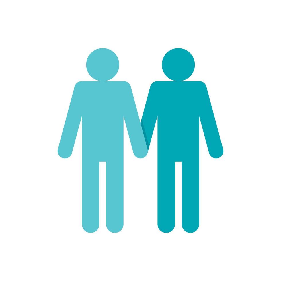 Two men gay icon, flat style vector