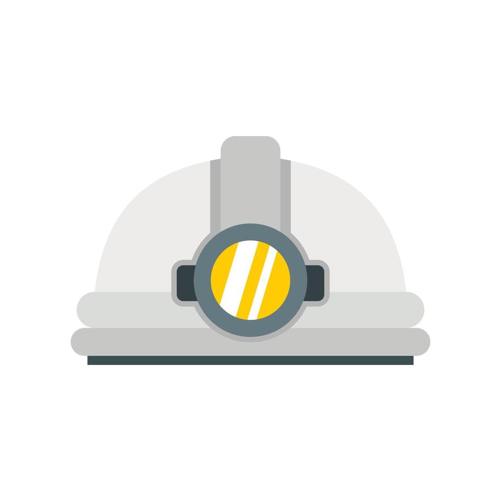 Helmet with light icon, flat style vector