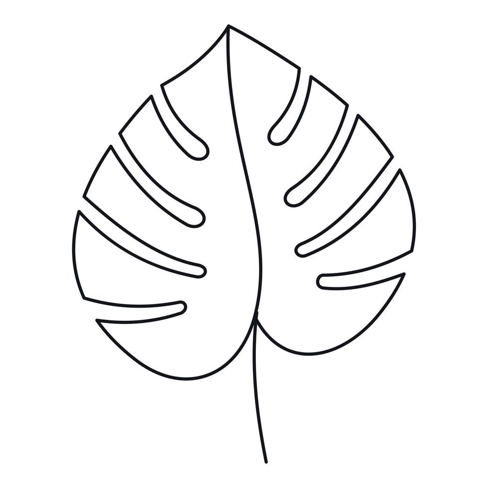 icono de hoja de monstera, estilo de esquema vector