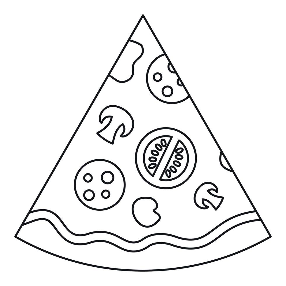 rebanada de icono de pizza, estilo de contorno vector